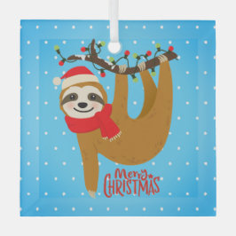 Adorno De Cristal Sloth Merry Christmas Cute Festividad Animal