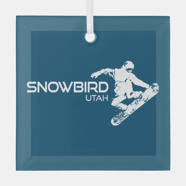 Adorno De Cristal Snowbird Utah Snowboarder (Anverso)