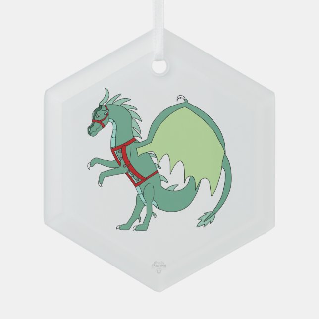 Adorno De Cristal Spearmint the Green Ice Dragon Whimsical Art (Anverso)