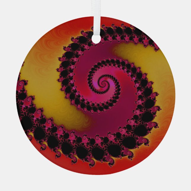 Adorno De Cristal Spiral roja y amarilla Fractal Suncatcher (Reverso )