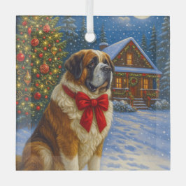 Adorno De Cristal St. Bernard Holiday Glass Ornament