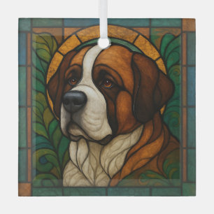 Adorno De Cristal St. Bernard "Vidrio Manchado"