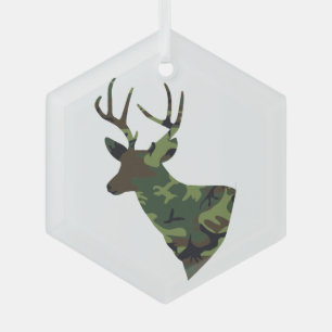 Adorno De Cristal Stag Deer Camouflage Green