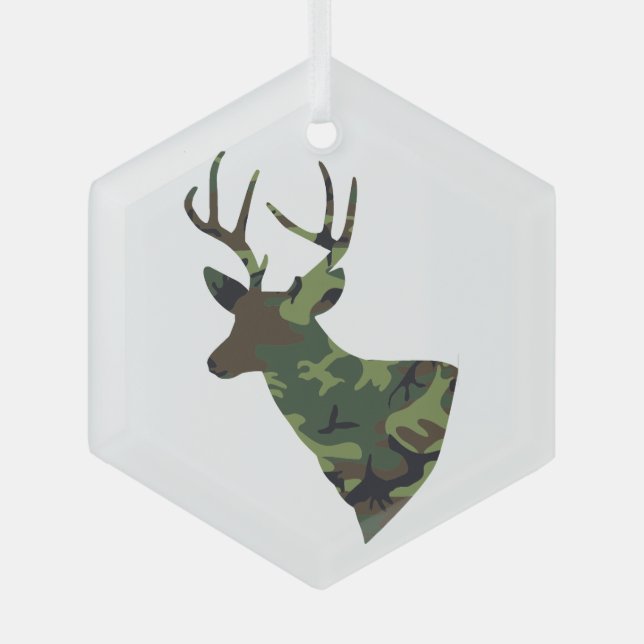Adorno De Cristal Stag Deer Camouflage Green (Anverso)