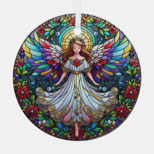 Adorno De Cristal Stain Glass Angel