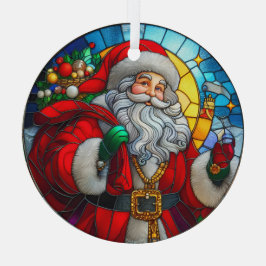 Adorno De Cristal Stain Glass Santa Claus