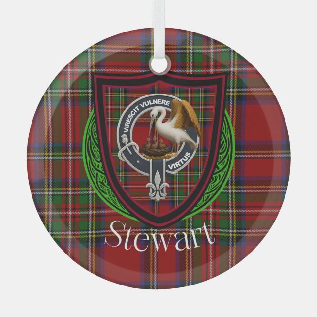 Adorno De Cristal Stewart Scottish Clan Tartan & Crest (Anverso)