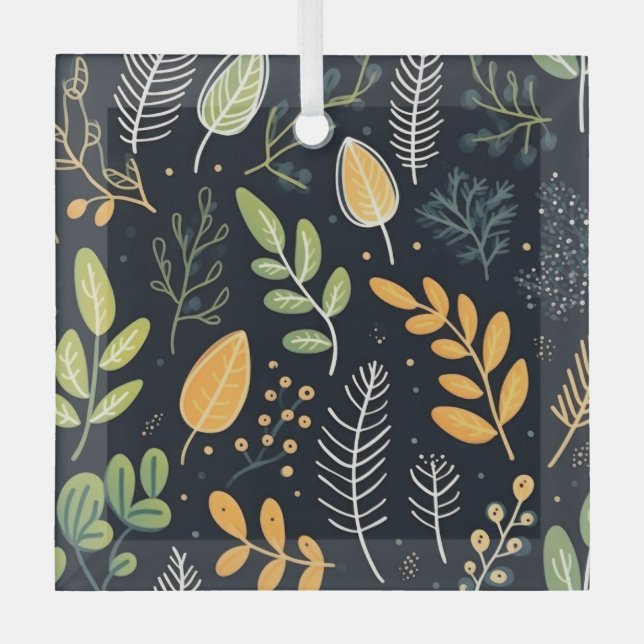 Adorno De Cristal Stylish Green and Yellow Foliage Pattern  (Anverso)