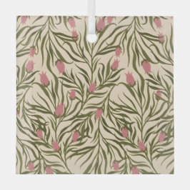 Adorno De Cristal Stylized pink bell-shaped floral pattern