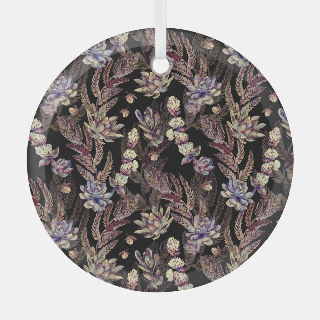 Adorno De Cristal Suculento Jardín: Modelo Floral de moda (Anverso)