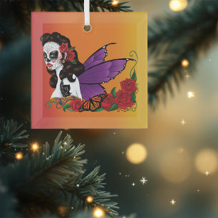 Adorno De Cristal Sugar Skull Fairy Sunset