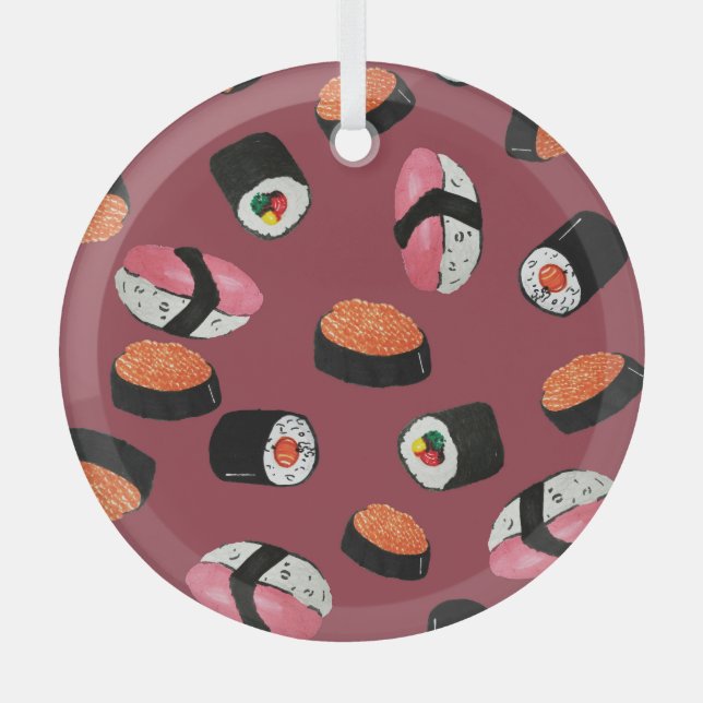 Adorno De Cristal Sushi Onigiri Rolls: Ilustracion sin mar (Anverso)