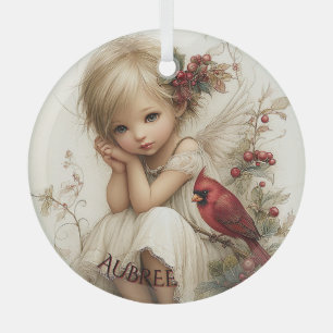 Adorno De Cristal Susurros de Invierno – Niño Hada con Cardenal