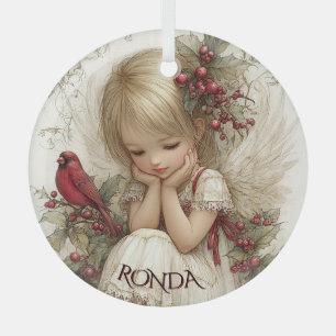 Adorno De Cristal Susurros de Invierno – Niño Hada con Cardenal