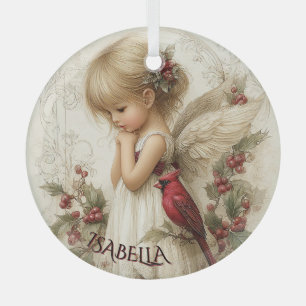 Adorno De Cristal Susurros de Invierno – Niño Hada con Cardenal
