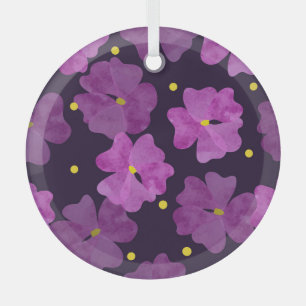 Adorno De Cristal Susurros Violetos: Elegancia acuarela Floral