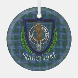 Adorno De Cristal Sutherland Scottish Clan Tartan & Crest