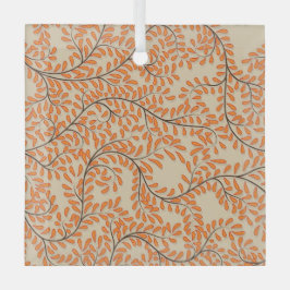 Adorno De Cristal Swirling Orange Leaves on Beige Background