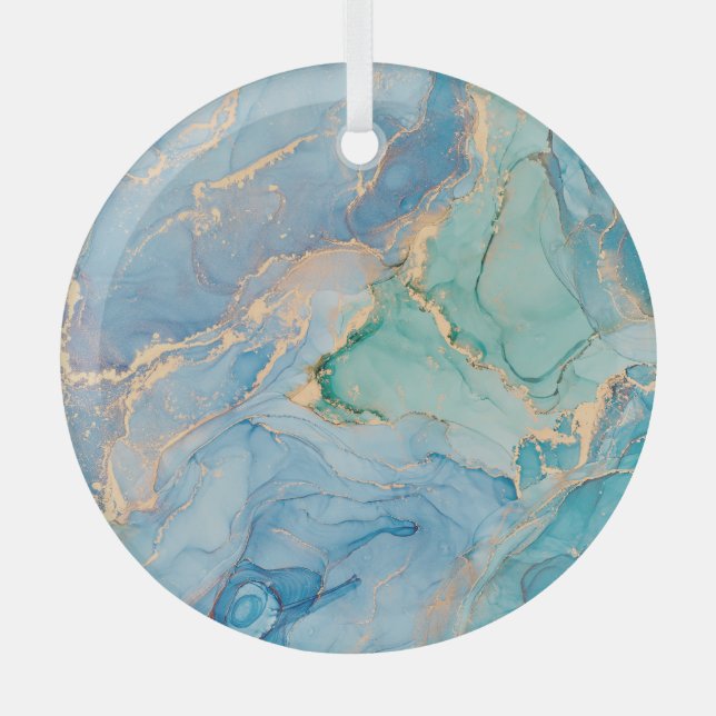 Adorno De Cristal Swirls metálicas: Resumen de arte fluido (Anverso)