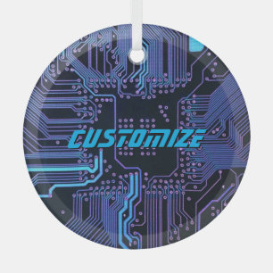 Adorno De Cristal Tarjeta de circuito electrónico azul del Personali