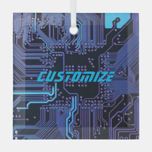 Adorno De Cristal Tarjeta de circuito electrónico azul del Personali