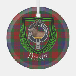 Adorno De Cristal Tartan y Cresta del Clan Escocés Fraser