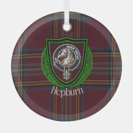 Adorno De Cristal Tartan y Cresta del Clan Escocés Hepburn