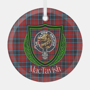 Adorno De Cristal Tartan y Cresta del Clan Escocés MacTavish