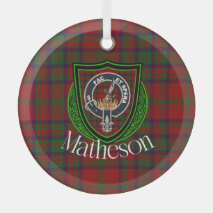 Adorno De Cristal Tartan y Cresta del Clan Escocés Matheson