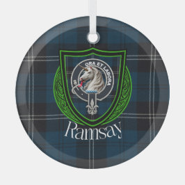 Adorno De Cristal Tartan y Cresta del Clan Escocés Ramsay