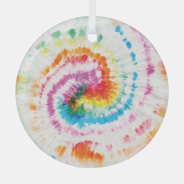 Adorno De Cristal Tejido espiral, patrón de giro arco iris (Anverso)