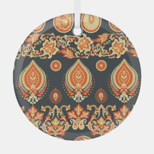 Adorno De Cristal Tejido étnico oriental de Paisley