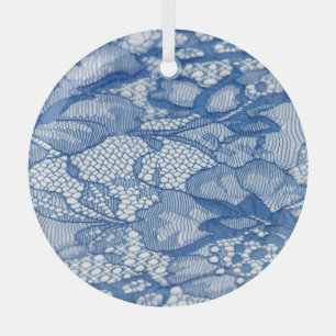 Adorno De Cristal Tela de encaje azul, diseño de tul africano.