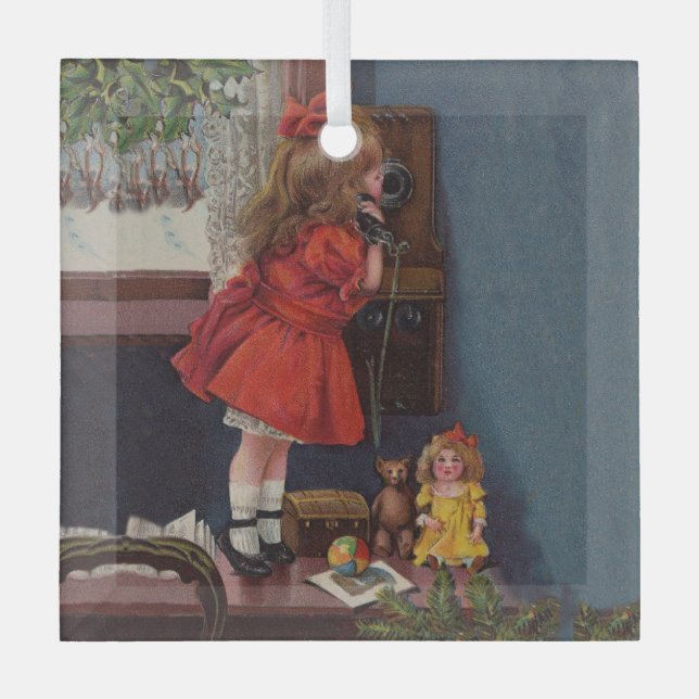 Adorno De Cristal Teléfono de Navidades antiguos de moda (Anverso)