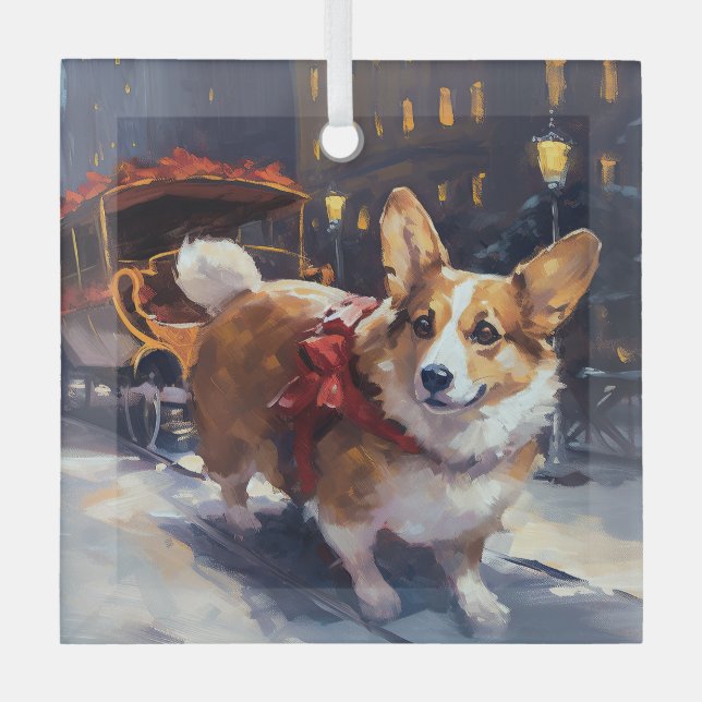 Adorno De Cristal Temporada festiva de los Navidades Corgi (Anverso)