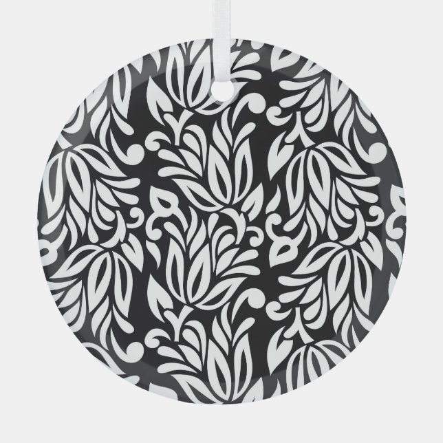 Adorno De Cristal Textil en blanco y negro. (Anverso)