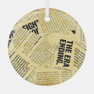 Adorno De Cristal Texto de periódico con papel antiguo