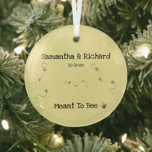 Adorno De Cristal Texto personalizable Meant To Bee Bee Cool