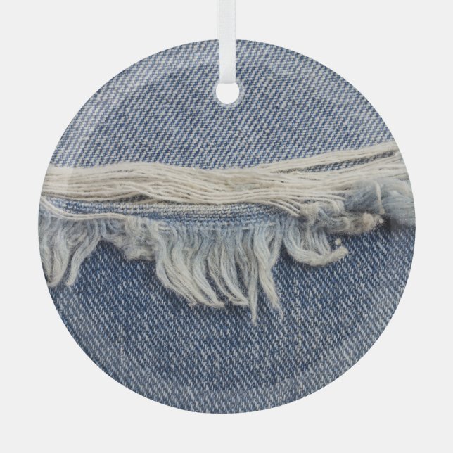 Adorno De Cristal Textura de jeans despojados, fondo elegante. (Anverso)