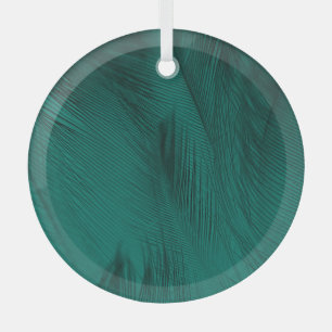 Adorno De Cristal Textura de plumas de color verde oscuro