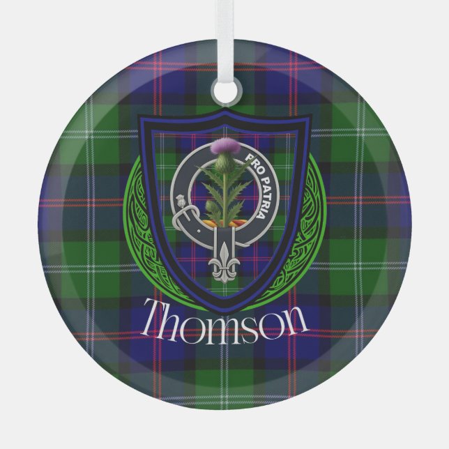 Adorno De Cristal Thomson Scottish Clan Tartan & Crest (Anverso)
