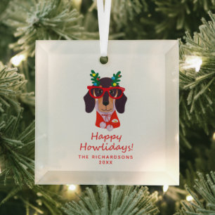 Adorno De Cristal Tiempo de Navidad Adorable Perro Divertido Decorac