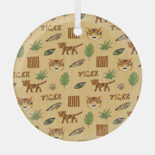 Adorno De Cristal Tigre personalizado: Patrón infantil alegre.