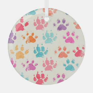 Adorno De Cristal Tinta colorida, patas de perro desordenadas