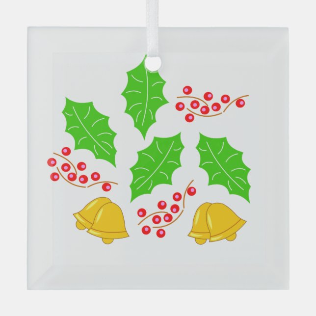 Adorno De Cristal Tipo Cuadrado Feliz Navidad (Anverso)