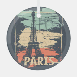 Adorno De Cristal Tipografía de París: poster abstracto de Eiffel.