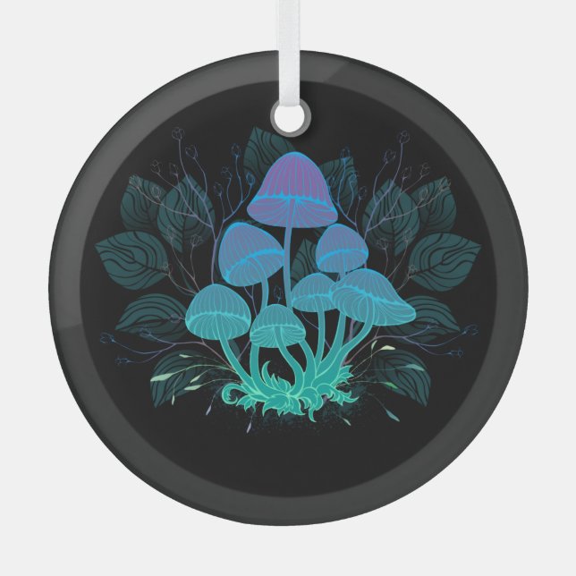 Adorno De Cristal Toadstools en Bushes (Anverso)