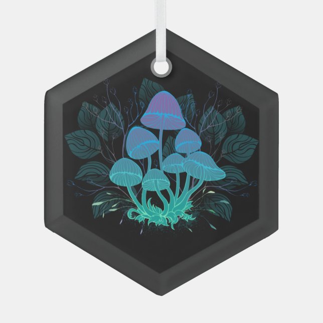 Adorno De Cristal Toadstools en Bushes (Anverso)