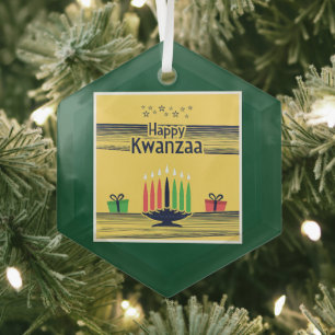 Adorno De Cristal Tono cálido y celebratorio de Kwanzaa de SlipperyJ