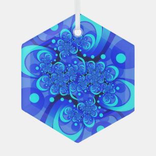 Adorno De Cristal Tonos de azul Arte fractal abstracto moderno